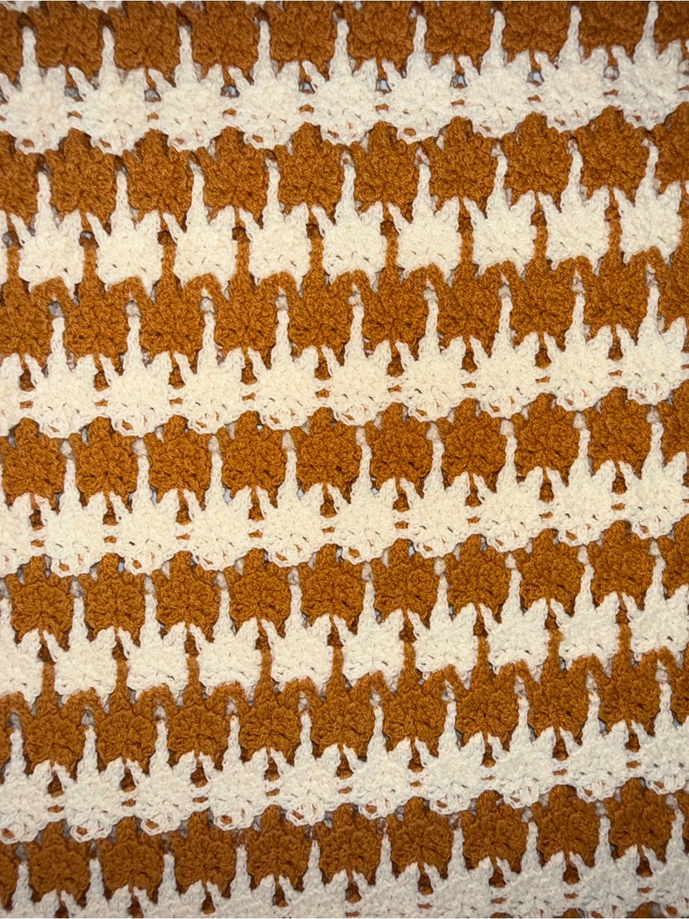 World Market Crochet Knit Short Sleeve Top Size S/M Brown Cream Boho - Picture 5 of 7